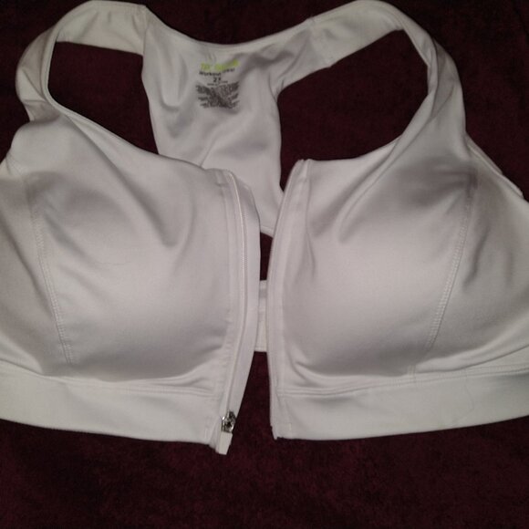 2X Tek Gear Workout Gear White Zip Up Sports Bra - Picture 1 of 3